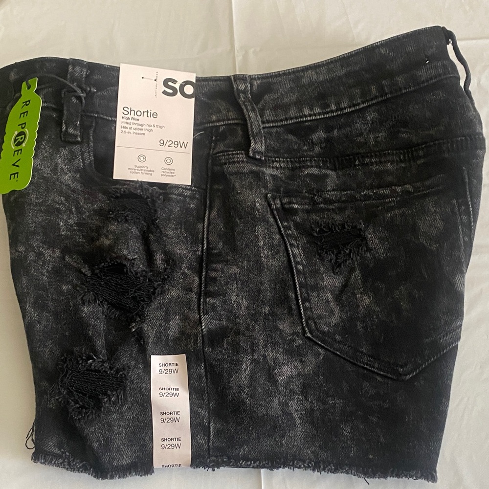 SO High Rise Shortie Charcoal Distressed  Jean shorts
